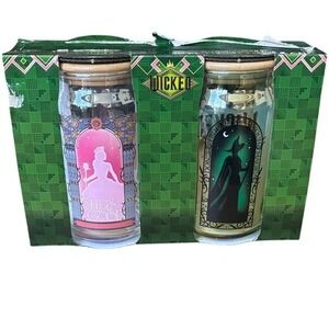 Wicked The Movie Glassware - 2pk Set 16oz glass Tumblers -Elphaba and Glinda Cup